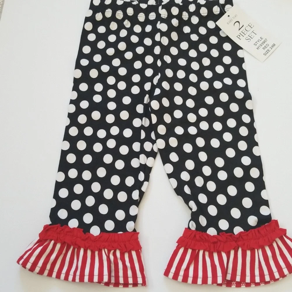Rare Too Red Santa Stripes Polkadots Christmas Outfit Set Cotton Soft Breathable
